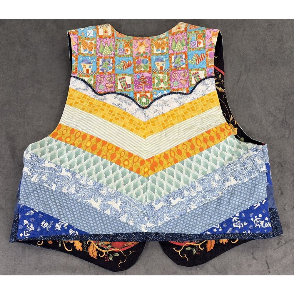 Handmade Fall/Thanksgiving & Christmas Reversible Vest No Size Bnfts Charity - Picture 5 of 10